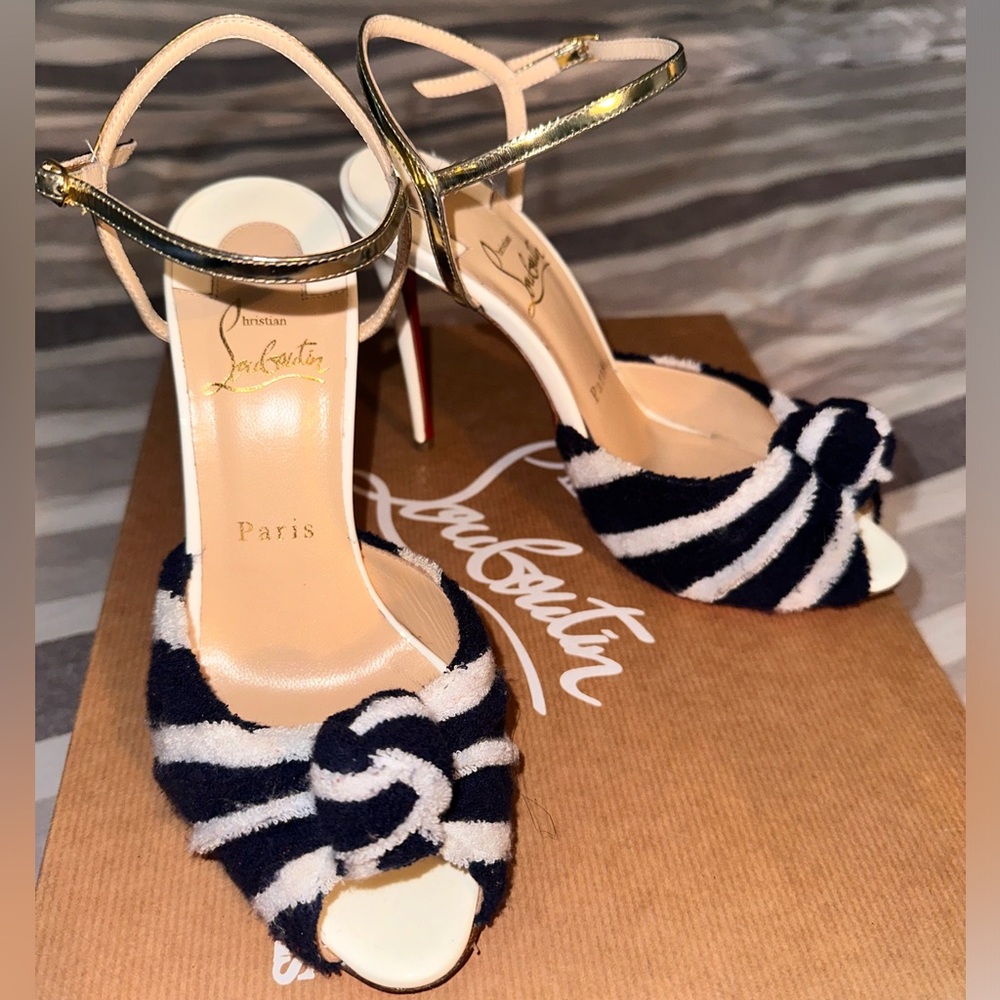 Christian Louboutin Sandals Pile Bicolor Open Toe Size 37 US 6.5